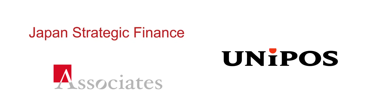 ジャパンストラテジックファイナンス株式会社ロゴ、イー・アソシエイツ株式会社ロゴ、Unipos株式会社ロゴ